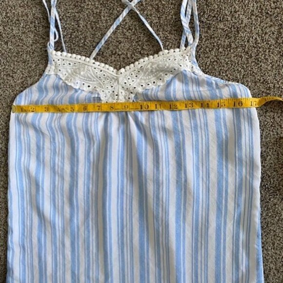CUTE Light Blue White Striped Babydoll Nightie Slip Dress S/M - Picture 16 of 16